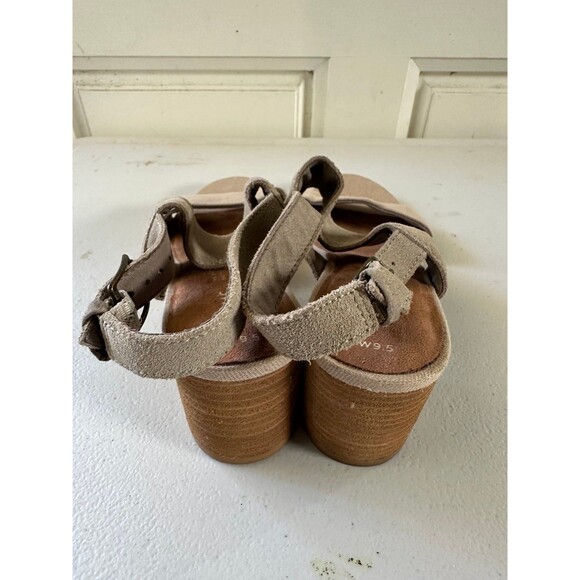 TOMS Poppy Mix Media Suede Canvas Double Strap Mid Chunky Block Heel Sandal 9.5 - Picture 4 of 7